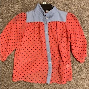 Red blue starred sheer shirt
